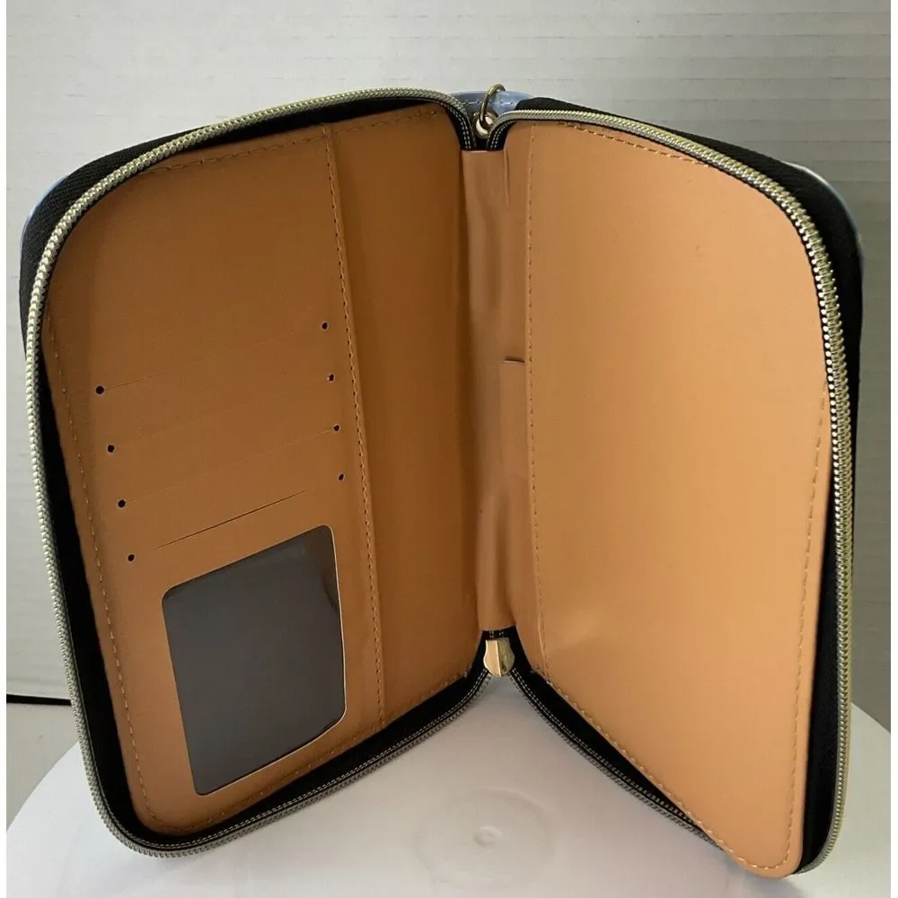 Highland Cow PU Leather Zip Around Portfolio Padfolio Organizer Card Slots 8 X 4